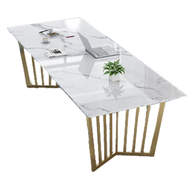 Bureau d'écriture rectangulaire en marbre 29,53 "Bureau de bureau blanc de haut