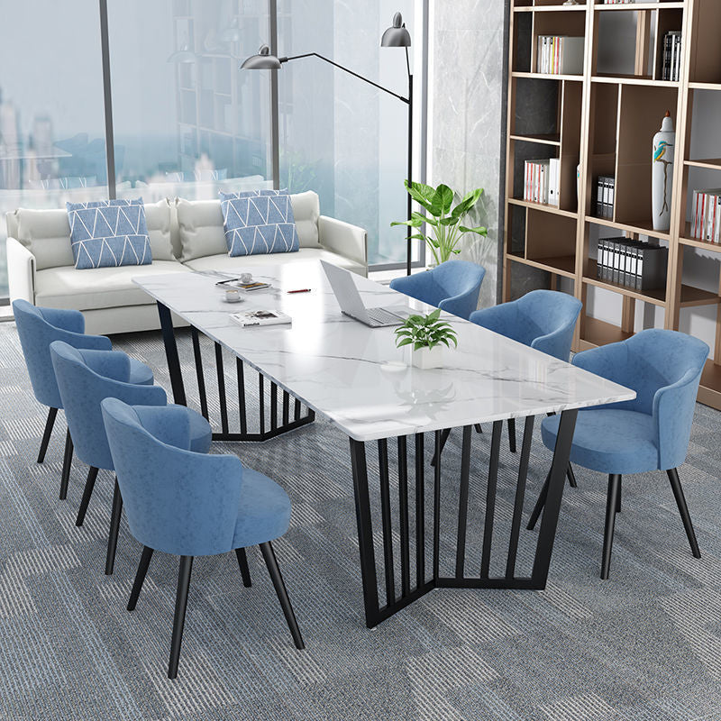 Bureau d'écriture rectangulaire en marbre 29,53 "Bureau de bureau blanc de haut