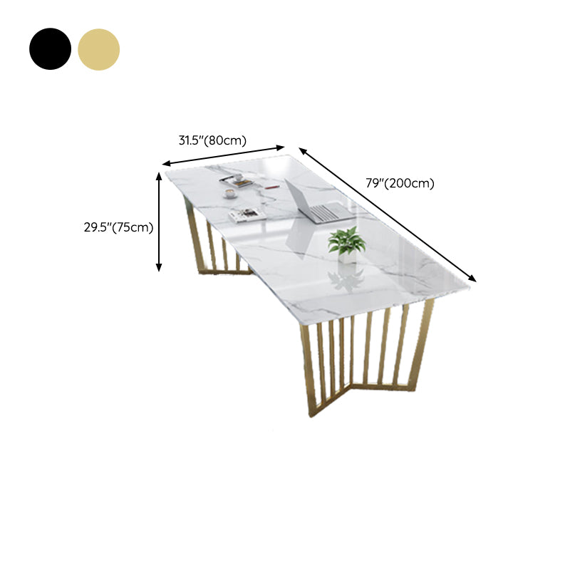 Bureau d'écriture rectangulaire en marbre 29,53 "Bureau de bureau blanc de haut