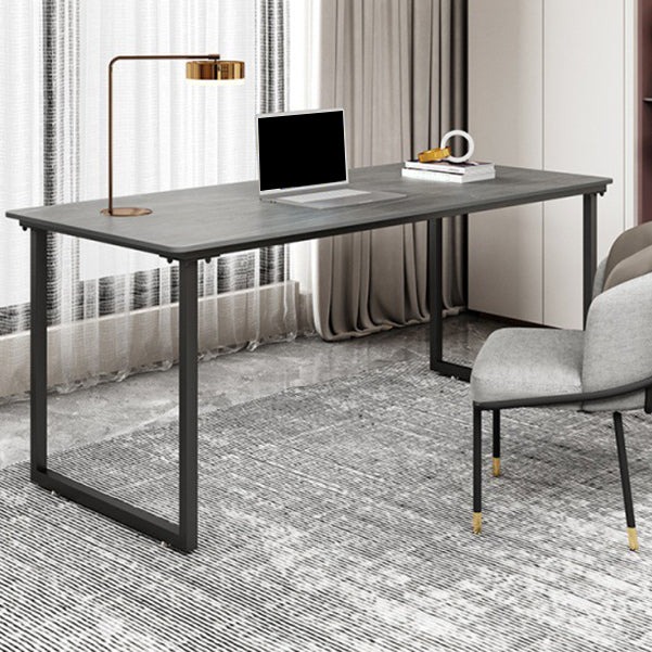 Industrial Stone Office Desk Sled Base Rectangular Writing Desk 63"L x 31.5"W x 29.5"H Gray Clearhalo 'furn' 'furn_office_desk' 'Furniture' 'Office Desks' 'Office Furniture' 'office_desk' 6564871