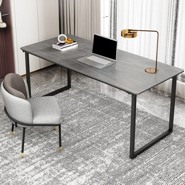 Industrial Stone Office Desk Sled Base Rectangular Writing Desk 70.9"L x 35.4"W x 29.5"H Gray Clearhalo 'furn' 'furn_office_desk' 'Furniture' 'Office Desks' 'Office Furniture' 'office_desk' 6564873