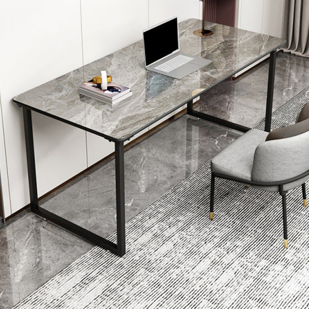 Industrial Stone Office Desk Sled Base Rectangular Writing Desk 70.9"L x 35.4"W x 29.5"H Grey White Clearhalo 'furn' 'furn_office_desk' 'Furniture' 'Office Desks' 'Office Furniture' 'office_desk' 6564875