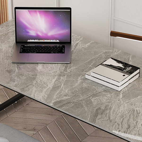 Industrial Stone Office Desk Sled Base Rectangular Writing Desk Clearhalo 'furn' 'furn_office_desk' 'Furniture' 'Office Desks' 'Office Furniture' 'office_desk' 6564881
