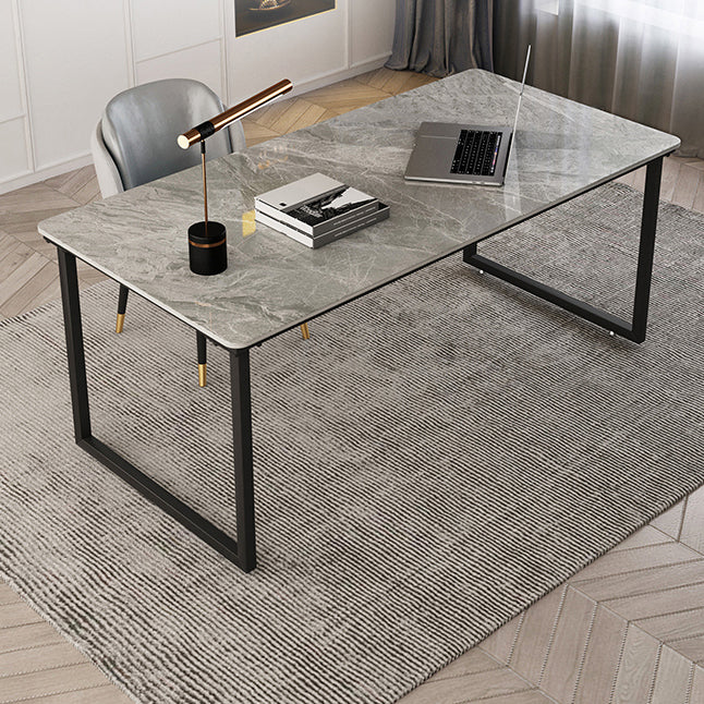 Industrial Stone Office Desk Sled Base Rectangular Writing Desk Clearhalo 'furn' 'furn_office_desk' 'Furniture' 'Office Desks' 'Office Furniture' 'office_desk' 6564882
