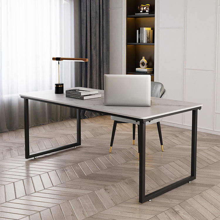 Industrial Stone Office Desk Sled Base Rectangular Writing Desk Clearhalo 'furn' 'furn_office_desk' 'Furniture' 'Office Desks' 'Office Furniture' 'office_desk' 6564884