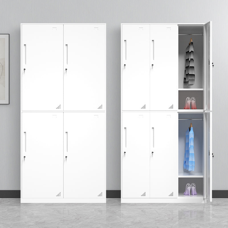 35.5"L x 19.5"W x 73"H White Wardrobe Armoire with Garment Rod Steel Wardrobe Cabinet Clearhalo 'Armoires & Wardrobes' 'armoires_wardrobes' 'Bedroom Furniture' 'furn' 'furn_armoires_wardrobes' 'Furniture' 6564920