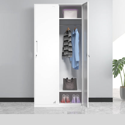 35.5"L x 19.5"W x 73"H White Wardrobe Armoire with Garment Rod Steel Wardrobe Cabinet 2 Clearhalo 'Armoires & Wardrobes' 'armoires_wardrobes' 'Bedroom Furniture' 'furn' 'furn_armoires_wardrobes' 'Furniture' 6564921