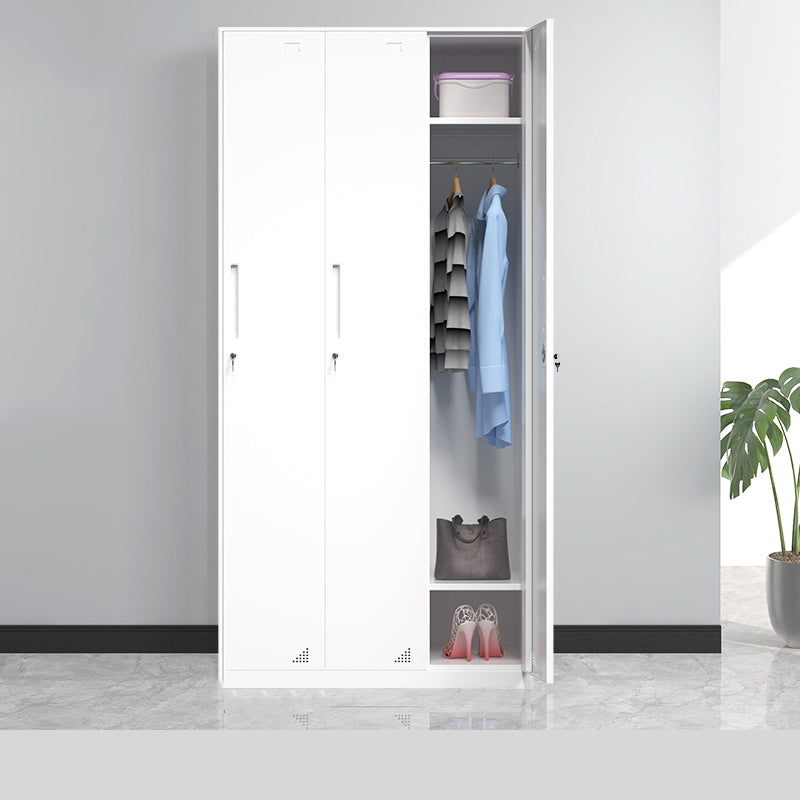 35.5"L x 19.5"W x 73"H White Wardrobe Armoire with Garment Rod Steel Wardrobe Cabinet 3 Clearhalo 'Armoires & Wardrobes' 'armoires_wardrobes' 'Bedroom Furniture' 'furn' 'furn_armoires_wardrobes' 'Furniture' 6564922