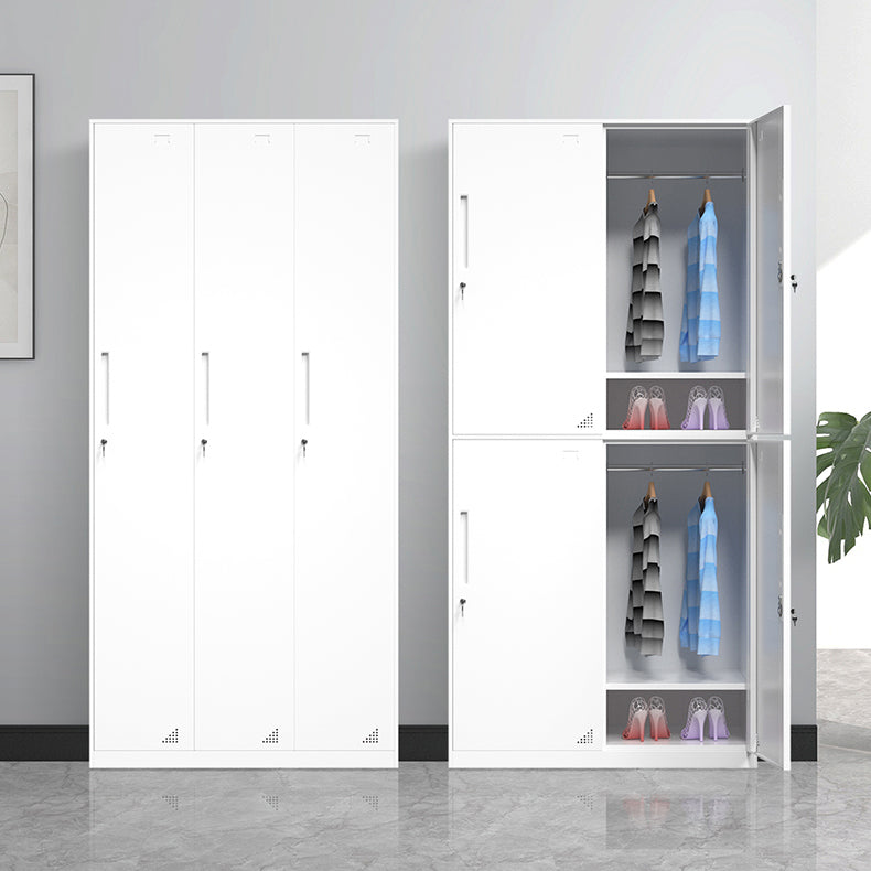 35.5"L x 19.5"W x 73"H White Wardrobe Armoire with Garment Rod Steel Wardrobe Cabinet Clearhalo 'Armoires & Wardrobes' 'armoires_wardrobes' 'Bedroom Furniture' 'furn' 'furn_armoires_wardrobes' 'Furniture' 6564923