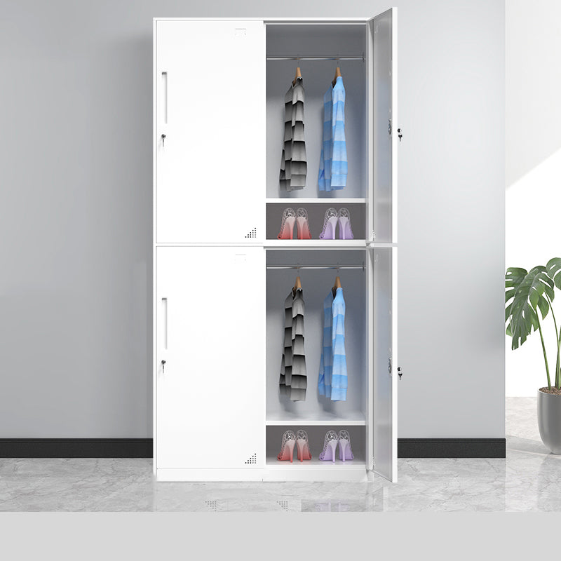 35.5"L x 19.5"W x 73"H White Wardrobe Armoire with Garment Rod Steel Wardrobe Cabinet 4 Clearhalo 'Armoires & Wardrobes' 'armoires_wardrobes' 'Bedroom Furniture' 'furn' 'furn_armoires_wardrobes' 'Furniture' 6564924