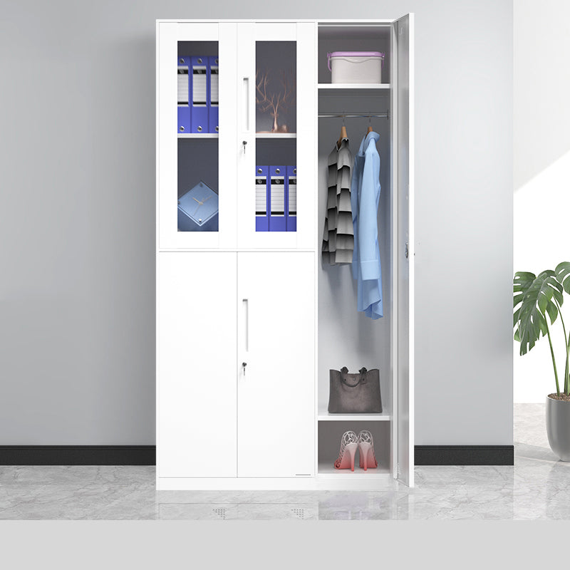 35.5"L x 19.5"W x 73"H White Wardrobe Armoire with Garment Rod Steel Wardrobe Cabinet 5 Clearhalo 'Armoires & Wardrobes' 'armoires_wardrobes' 'Bedroom Furniture' 'furn' 'furn_armoires_wardrobes' 'Furniture' 6564926