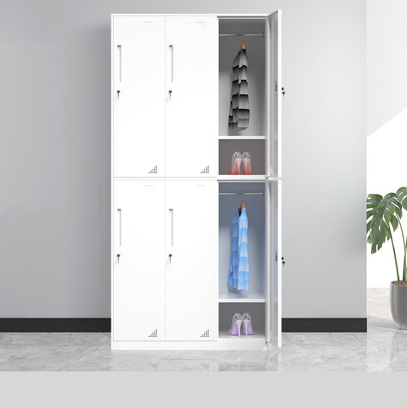 35.5"L x 19.5"W x 73"H White Wardrobe Armoire with Garment Rod Steel Wardrobe Cabinet 6 Clearhalo 'Armoires & Wardrobes' 'armoires_wardrobes' 'Bedroom Furniture' 'furn' 'furn_armoires_wardrobes' 'Furniture' 6564928