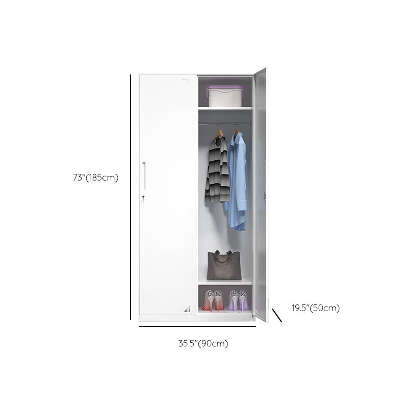 35.5"L x 19.5"W x 73"H White Wardrobe Armoire with Garment Rod Steel Wardrobe Cabinet Clearhalo 'Armoires & Wardrobes' 'armoires_wardrobes' 'Bedroom Furniture' 'furn' 'furn_armoires_wardrobes' 'Furniture' 6564934
