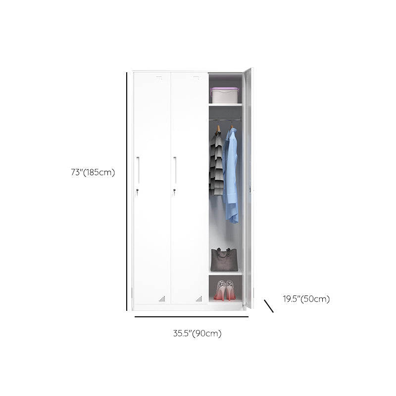 35.5"L x 19.5"W x 73"H White Wardrobe Armoire with Garment Rod Steel Wardrobe Cabinet Clearhalo 'Armoires & Wardrobes' 'armoires_wardrobes' 'Bedroom Furniture' 'furn' 'furn_armoires_wardrobes' 'Furniture' 6564935