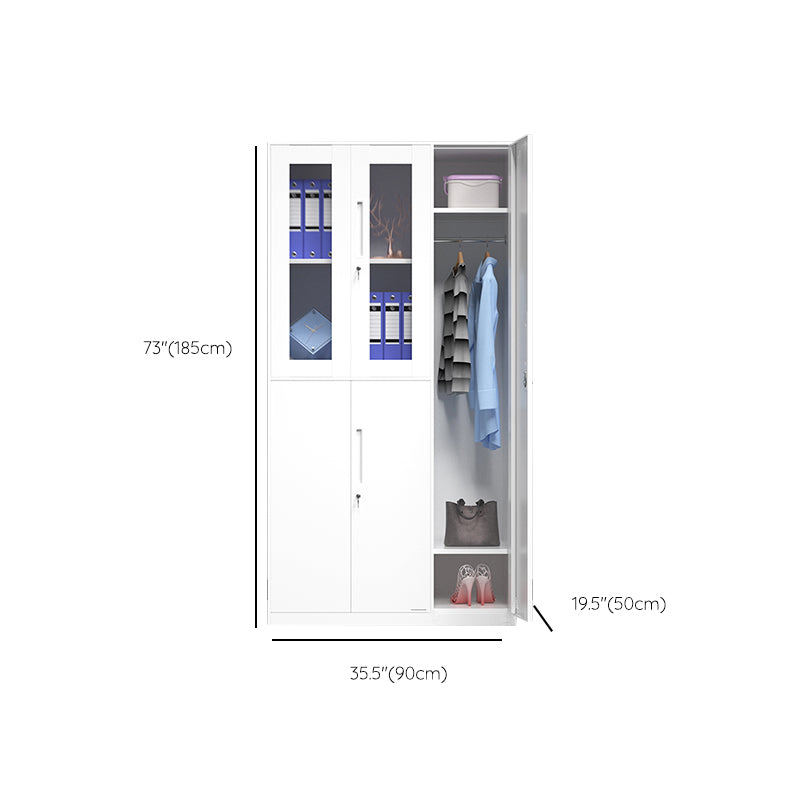 35.5"L x 19.5"W x 73"H White Wardrobe Armoire with Garment Rod Steel Wardrobe Cabinet Clearhalo 'Armoires & Wardrobes' 'armoires_wardrobes' 'Bedroom Furniture' 'furn' 'furn_armoires_wardrobes' 'Furniture' 6564937