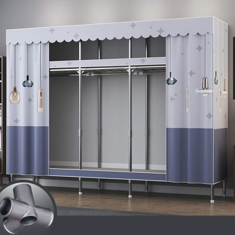 Contemporary Style Metal Wardrobe 2-Shelves Wardrobe Closet for Bedroom 66.9"L x 17.7"W x 67.7"H Blue Clearhalo 'Armoires & Wardrobes' 'armoires_wardrobes' 'Bedroom Furniture' 'furn' 'furn_armoires_wardrobes' 'Furniture' 6564961