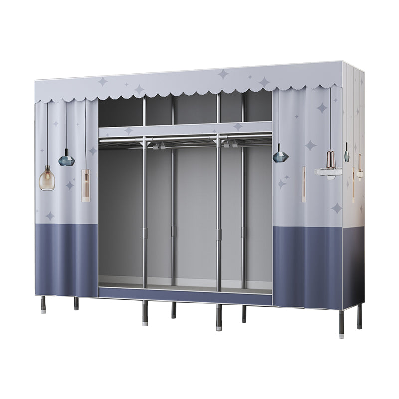 Contemporary Style Metal Wardrobe 2-Shelves Wardrobe Closet for Bedroom Clearhalo 'Armoires & Wardrobes' 'armoires_wardrobes' 'Bedroom Furniture' 'furn' 'furn_armoires_wardrobes' 'Furniture' 6564963