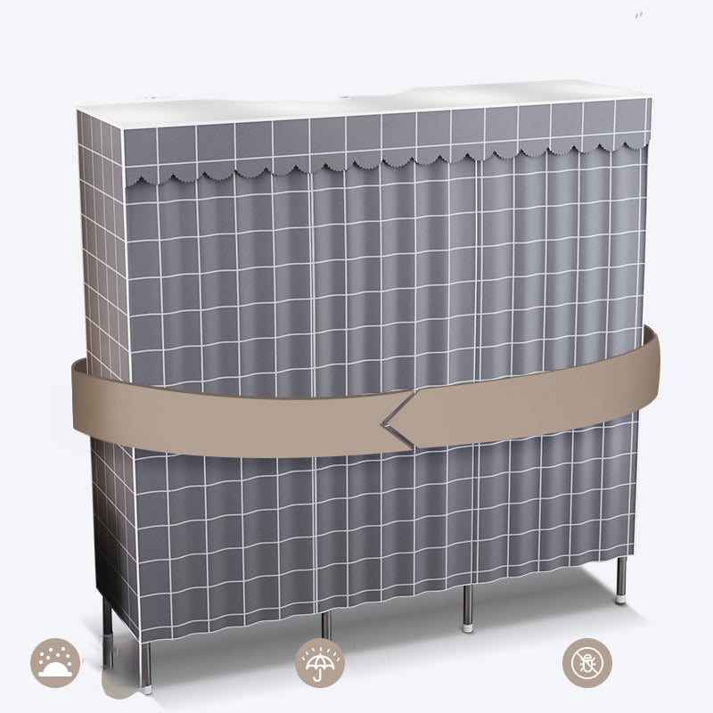 Contemporary Style Metal Wardrobe 2-Shelves Wardrobe Closet for Bedroom Clearhalo 'Armoires & Wardrobes' 'armoires_wardrobes' 'Bedroom Furniture' 'furn' 'furn_armoires_wardrobes' 'Furniture' 6564967