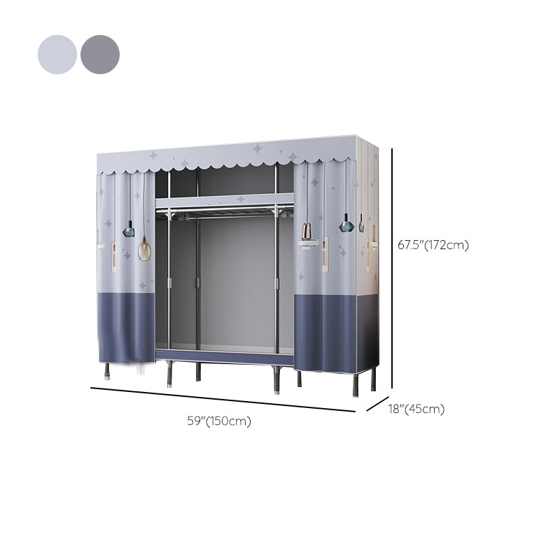 Contemporary Style Metal Wardrobe 2-Shelves Wardrobe Closet for Bedroom Clearhalo 'Armoires & Wardrobes' 'armoires_wardrobes' 'Bedroom Furniture' 'furn' 'furn_armoires_wardrobes' 'Furniture' 6564968