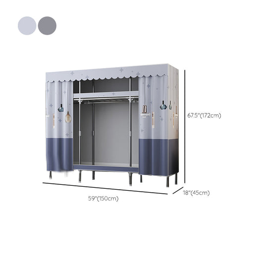 Contemporary Style Metal Wardrobe 2-Shelves Wardrobe Closet for Bedroom Clearhalo 'Armoires & Wardrobes' 'armoires_wardrobes' 'Bedroom Furniture' 'furn' 'furn_armoires_wardrobes' 'Furniture' 6564968