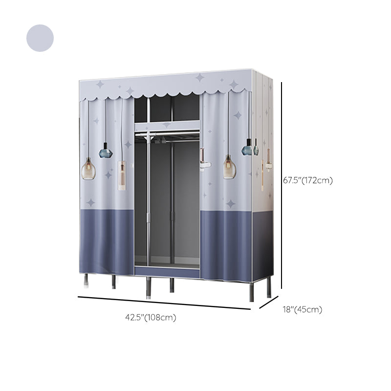 Contemporary Style Metal Wardrobe 2-Shelves Wardrobe Closet for Bedroom Clearhalo 'Armoires & Wardrobes' 'armoires_wardrobes' 'Bedroom Furniture' 'furn' 'furn_armoires_wardrobes' 'Furniture' 6564970