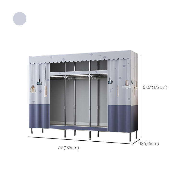 Contemporary Style Metal Wardrobe 2-Shelves Wardrobe Closet for Bedroom Clearhalo 'Armoires & Wardrobes' 'armoires_wardrobes' 'Bedroom Furniture' 'furn' 'furn_armoires_wardrobes' 'Furniture' 6564973