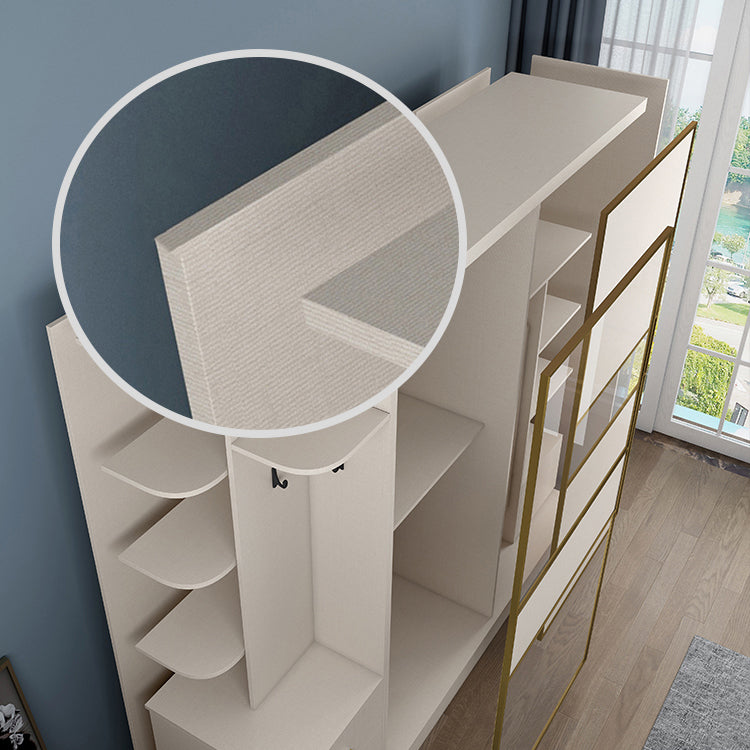 White Colour Wooden Wardrobe Modern Cloth Rod Included Wardrobe Closet for Bedroom