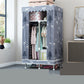 Matte Finish Wardrobe with Metal Legs Modern Bedroom Storage Cabinet