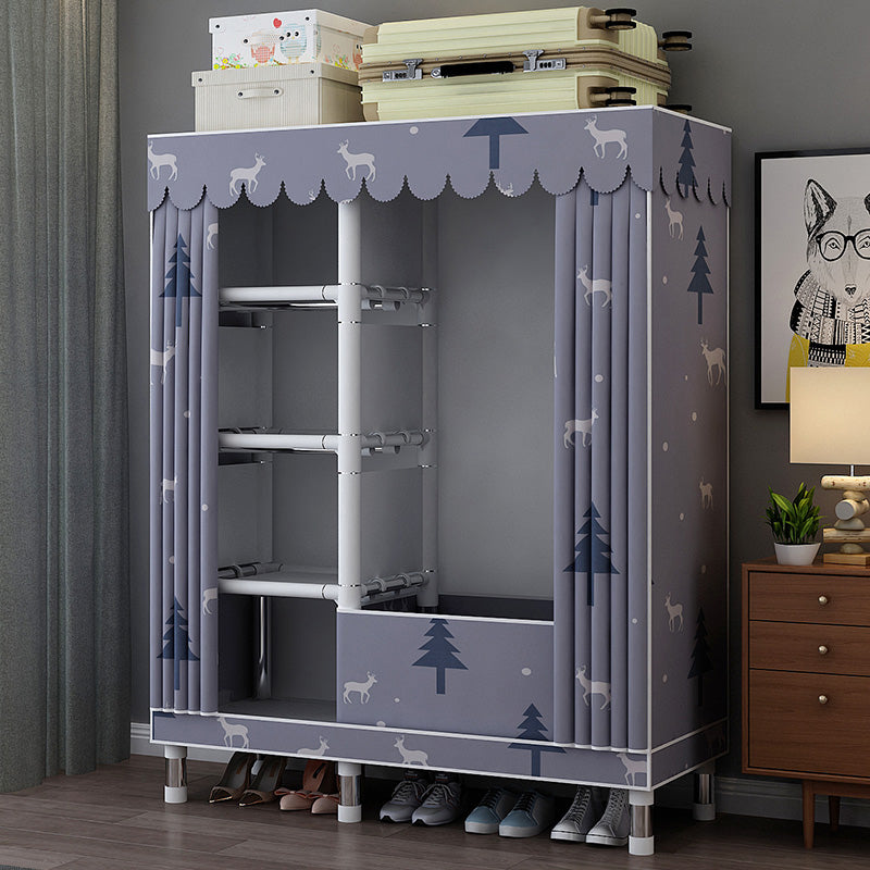 Matte Finish Wardrobe with Metal Legs Modern Bedroom Storage Cabinet