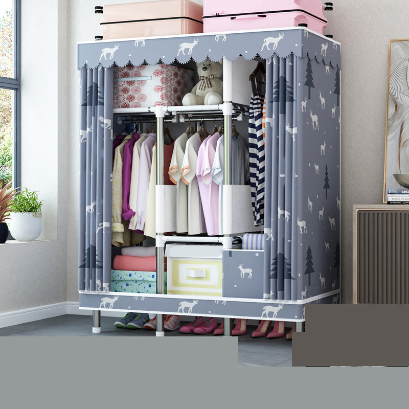 Matte Finish Wardrobe with Metal Legs Modern Bedroom Storage Cabinet