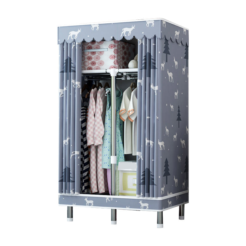 Matte Finish Wardrobe with Metal Legs Modern Bedroom Storage Cabinet