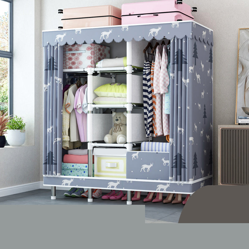 Matte Finish Wardrobe with Metal Legs Modern Bedroom Storage Cabinet