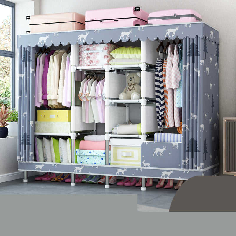 Matte Finish Wardrobe with Metal Legs Modern Bedroom Storage Cabinet