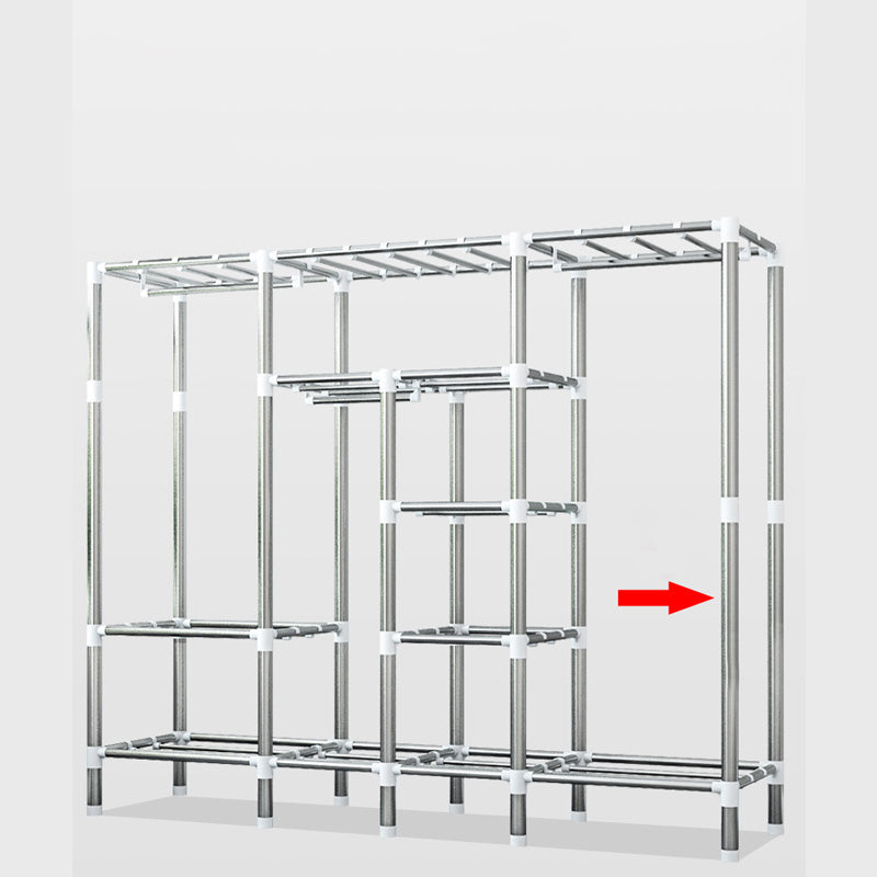 Matte Finish Wardrobe with Metal Legs Modern Bedroom Storage Cabinet