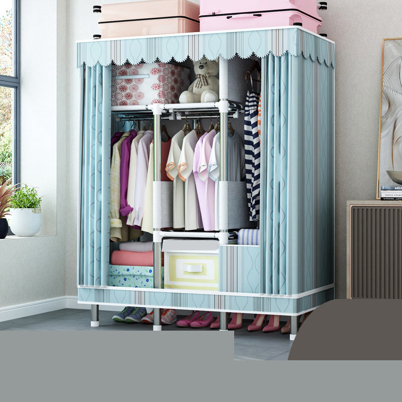 Matte Finish Wardrobe with Metal Legs Modern Bedroom Storage Cabinet