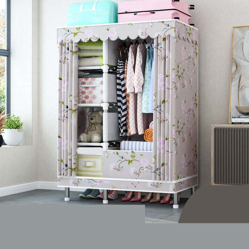 Matte Finish Wardrobe with Metal Legs Modern Bedroom Storage Cabinet