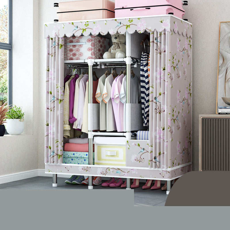 Matte Finish Wardrobe with Metal Legs Modern Bedroom Storage Cabinet
