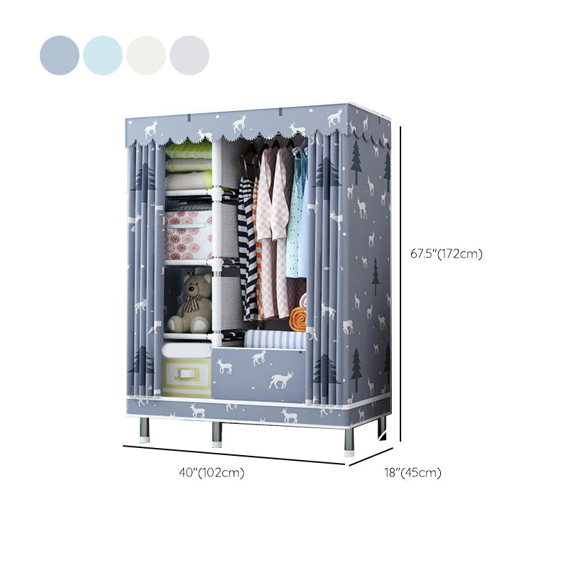 Matte Finish Wardrobe with Metal Legs Modern Bedroom Storage Cabinet