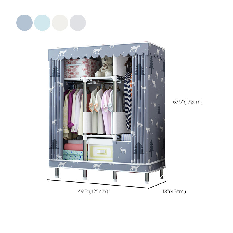 Matte Finish Wardrobe with Metal Legs Modern Bedroom Storage Cabinet