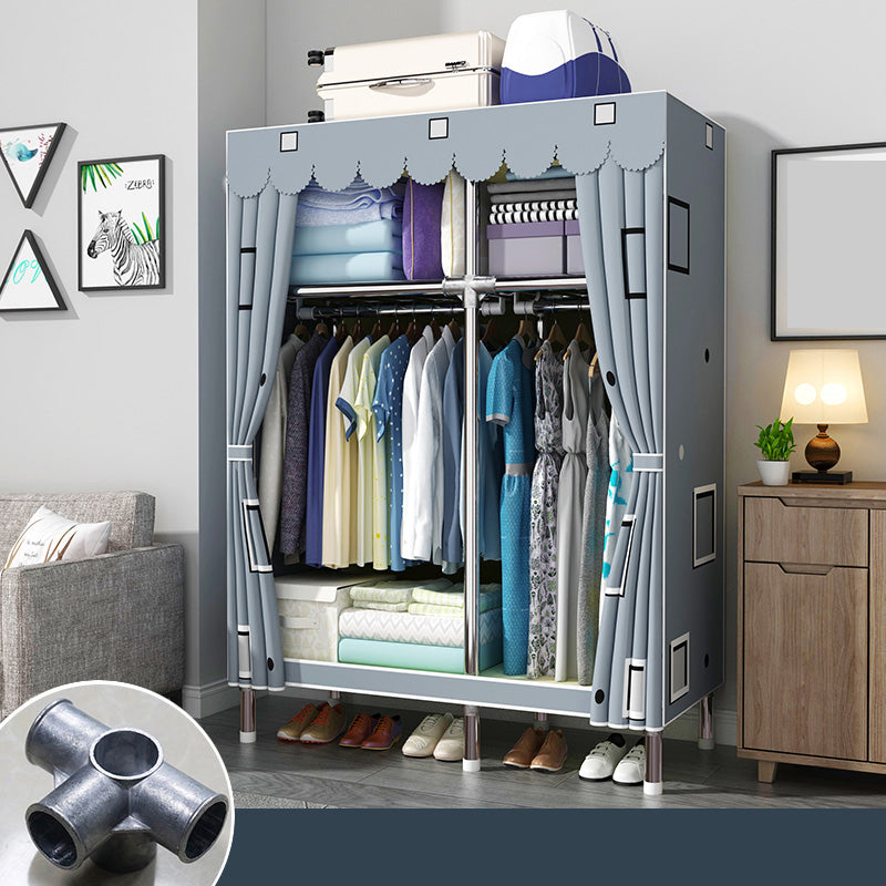 Matte Finish Wardrobe with Metal Frame Modern Storage Cabinet for Home