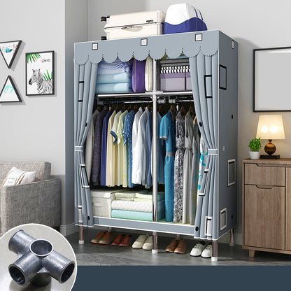 Matte Finish Wardrobe with Metal Frame Modern Storage Cabinet for Home