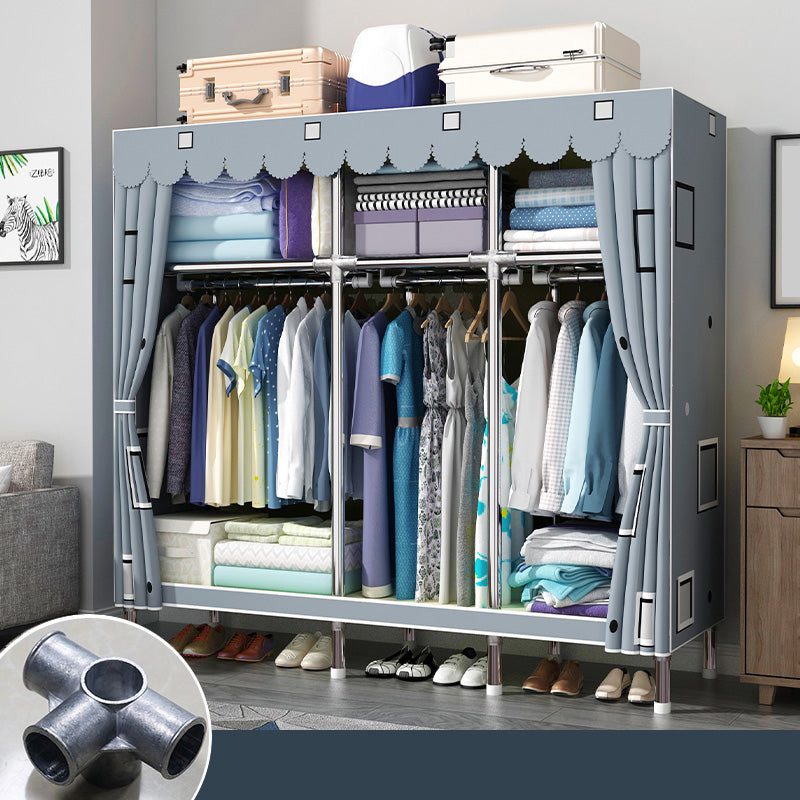 Matte Finish Wardrobe with Metal Frame Modern Storage Cabinet for Home