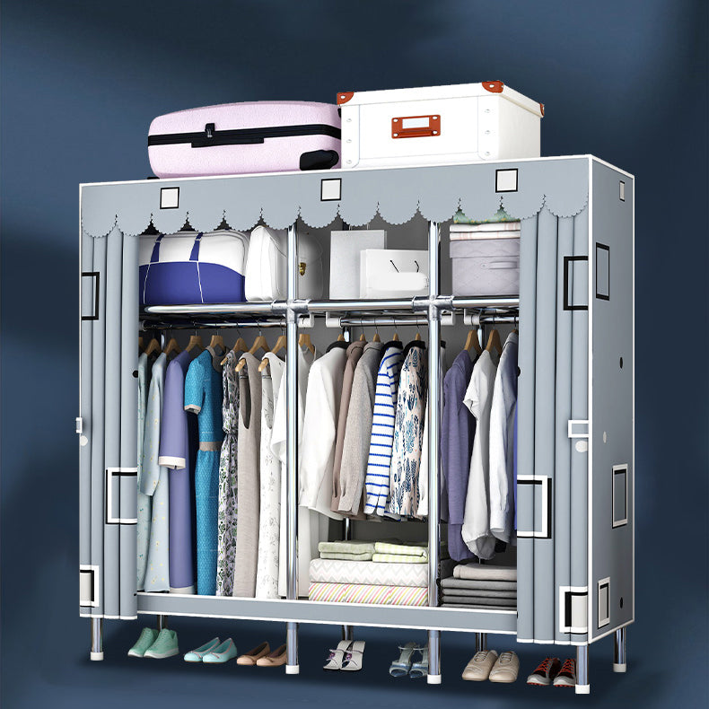 Matte Finish Wardrobe with Metal Frame Modern Storage Cabinet for Home