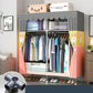 Matte Finish Wardrobe with Metal Frame Modern Storage Cabinet for Home