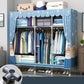 Matte Finish Wardrobe with Metal Frame Modern Storage Cabinet for Home