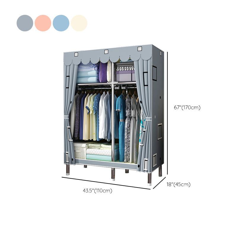 Matte Finish Wardrobe with Metal Frame Modern Storage Cabinet for Home