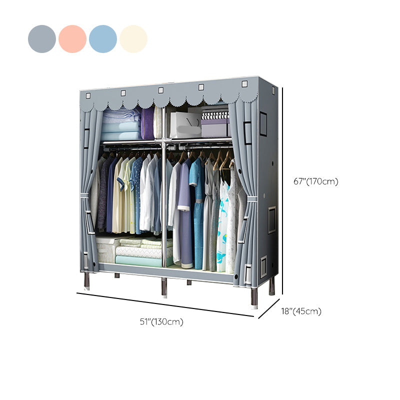Matte Finish Wardrobe with Metal Frame Modern Storage Cabinet for Home