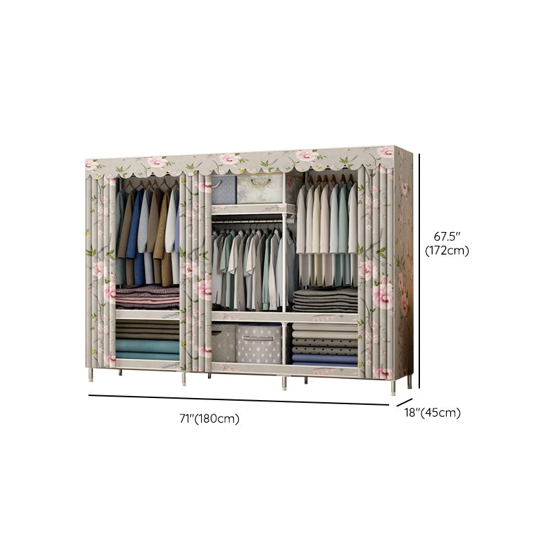 Armoire de style contemporain placard de garde-robe de chambre en métal avec rail de vêtements