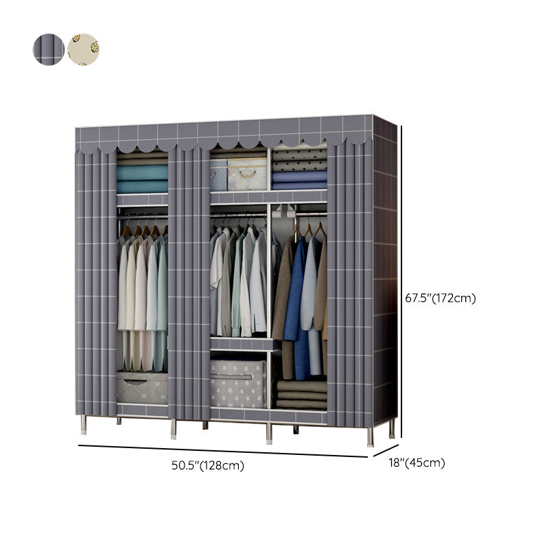 Armoire de style contemporain placard de garde-robe de chambre en métal avec rail de vêtements