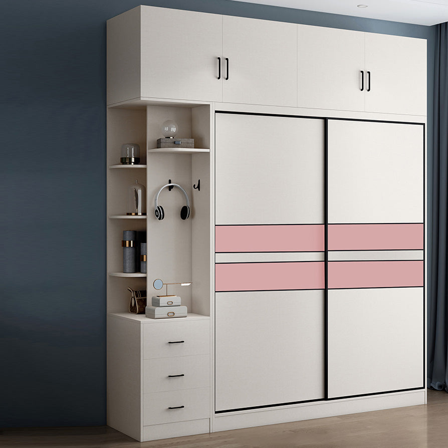 Color de couleur blanc tige de garde-robe comprenant la garde-robe placard de garde-robe avec porte coulissante